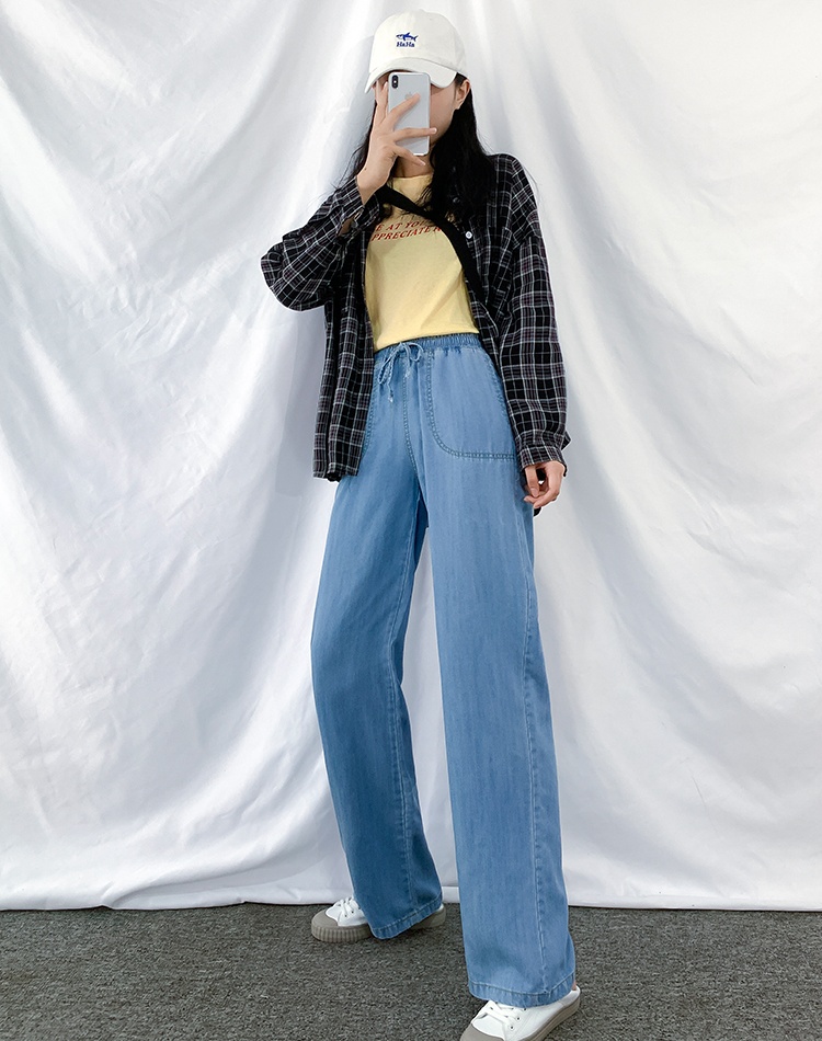 Mopping thin summer wide leg pants high waist drape pants