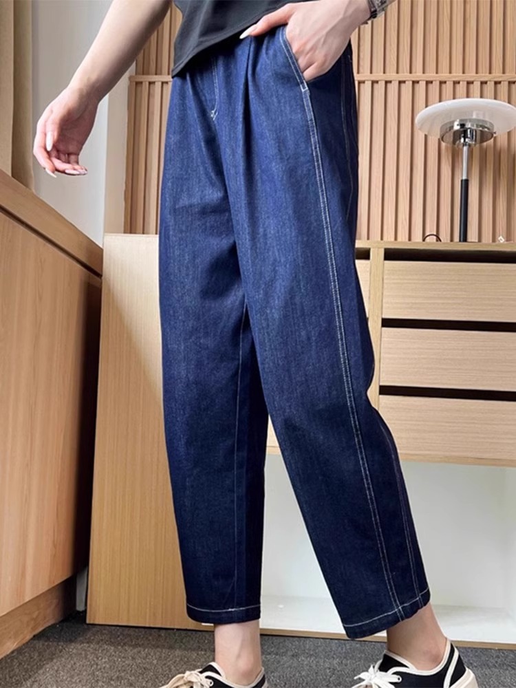 Large yard straight spring jeans loose slim pants