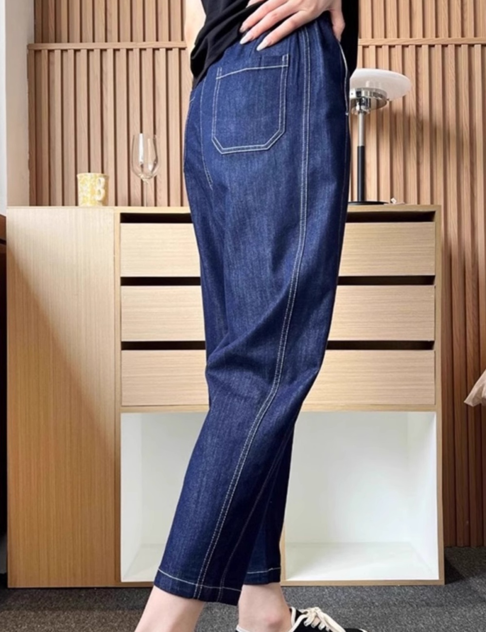 Large yard straight spring jeans loose slim pants