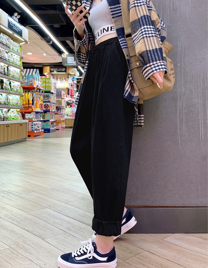 High waist elastic waist pants loose jeans for women