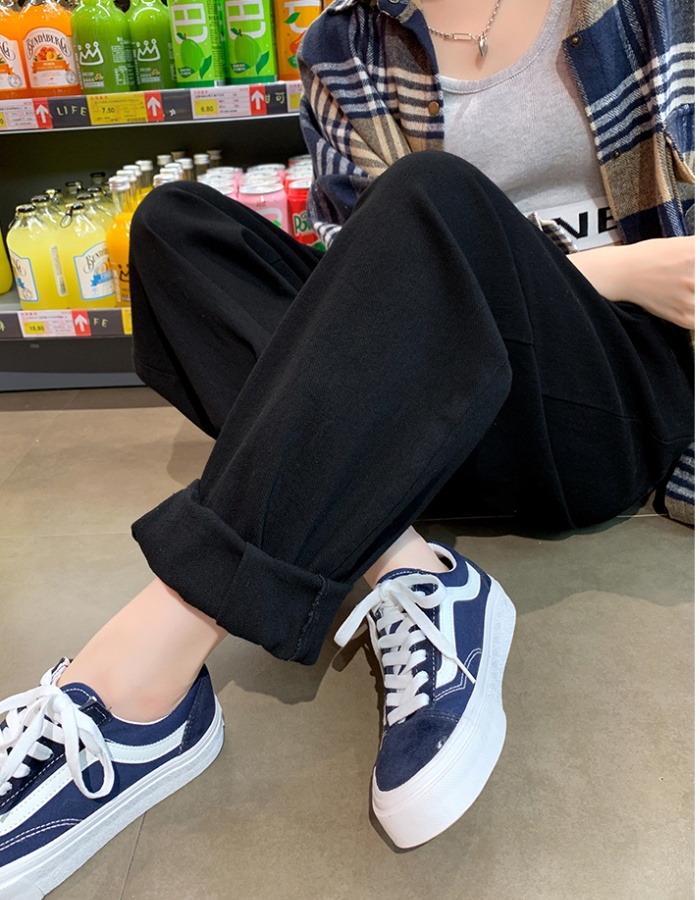 High waist elastic waist pants loose jeans for women