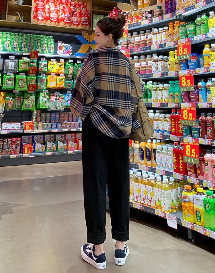 High waist elastic waist pants loose jeans for women