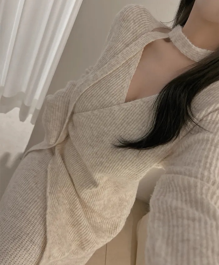 Knitted irregular skirt tender sweater 3pcs set