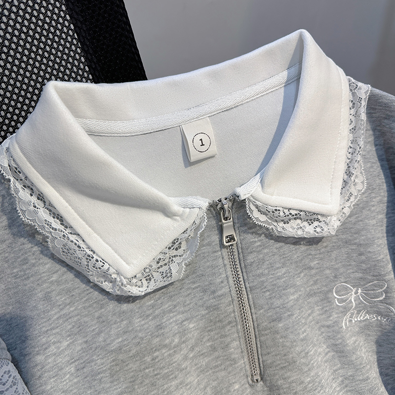 Bow thin hoodie embroidery tops for women