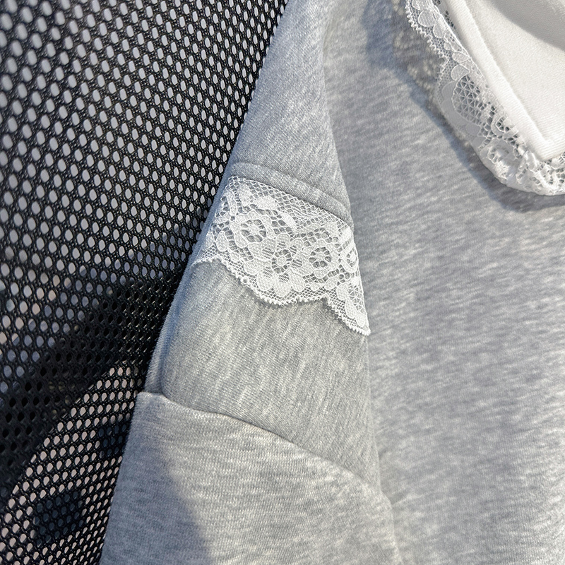 Bow thin hoodie embroidery tops for women