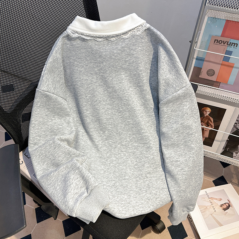 Bow thin hoodie embroidery tops for women