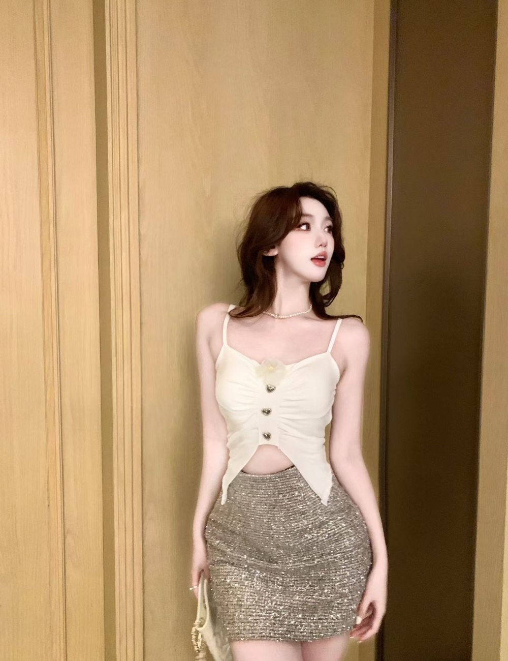 Fixed spring flowers tops sling stereoscopic vest for women