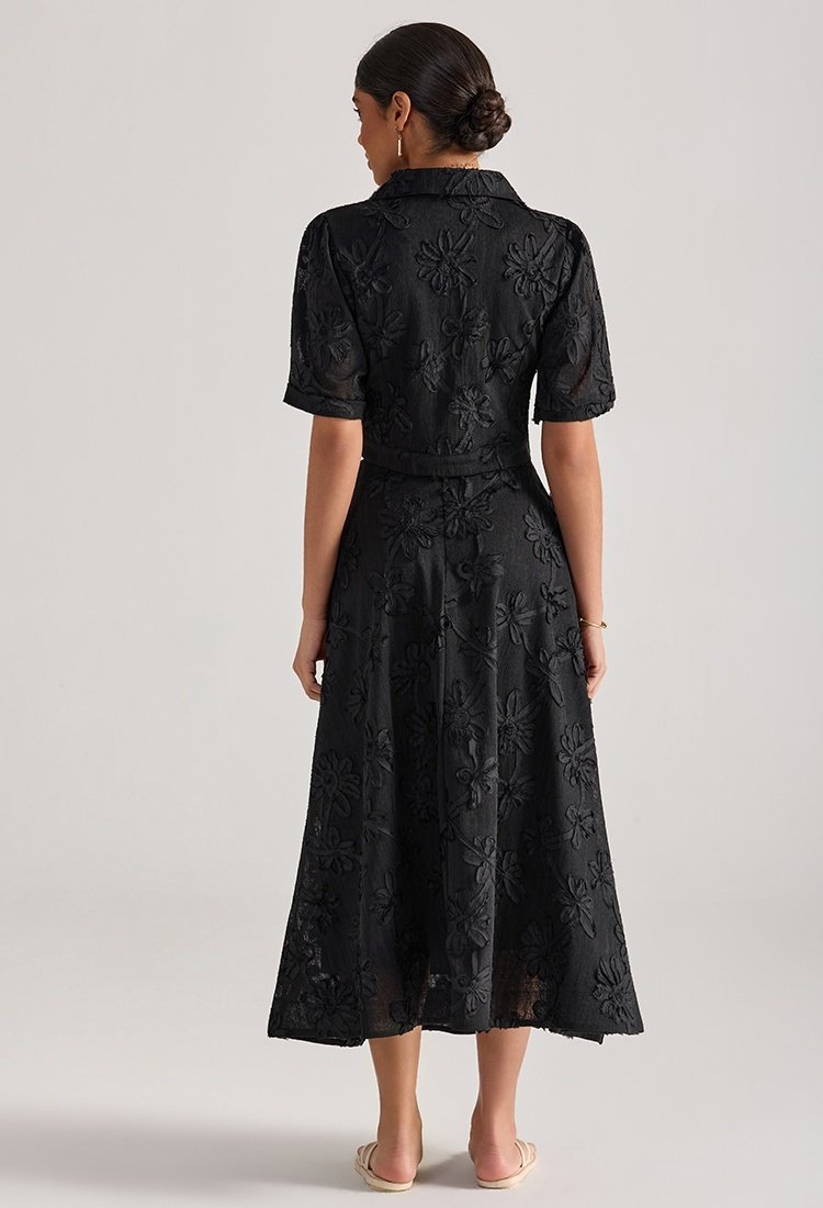 Embroidered tops short sleeve skirt 2pcs set