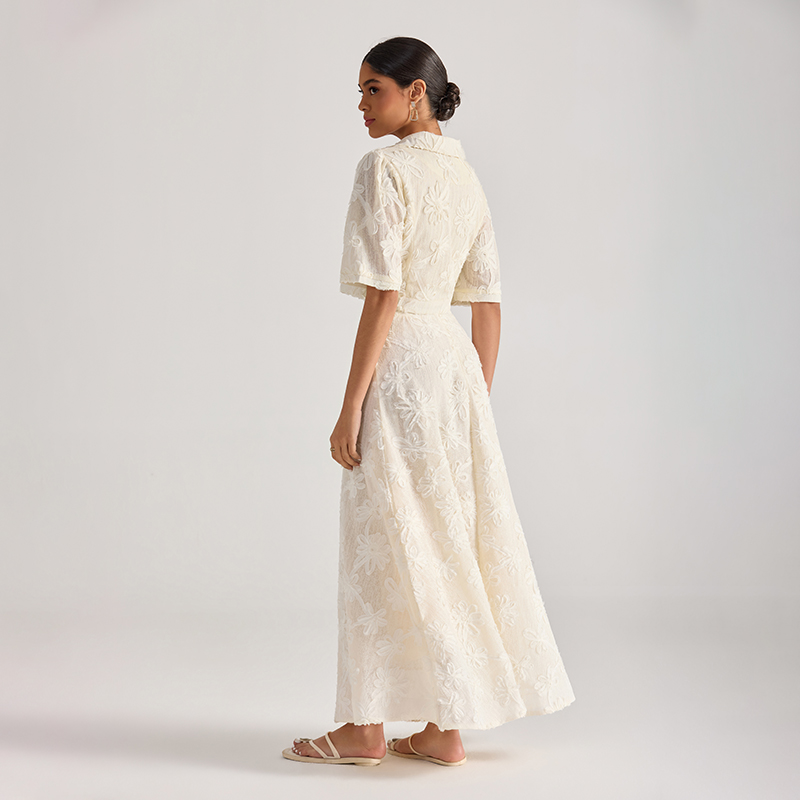 Embroidered tops short sleeve skirt 2pcs set