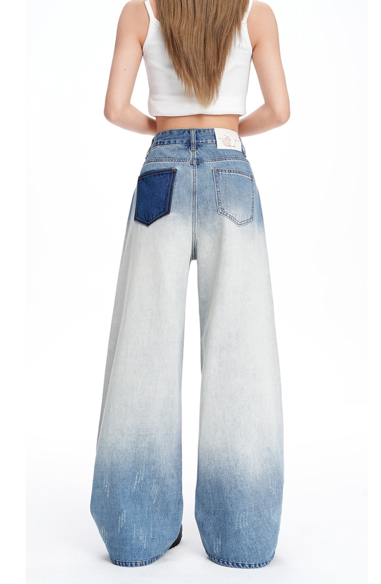 Slim gradient high waist spring and autumn glitter jeans