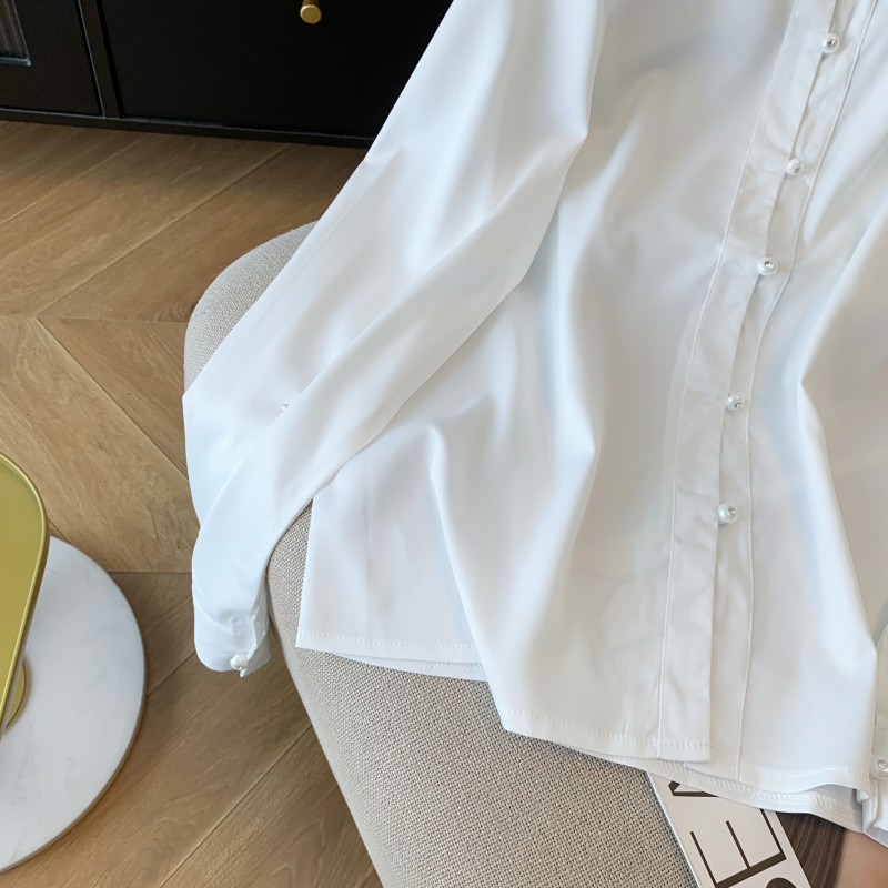 Cstand collar embroidery shirt long sleeve tops for women