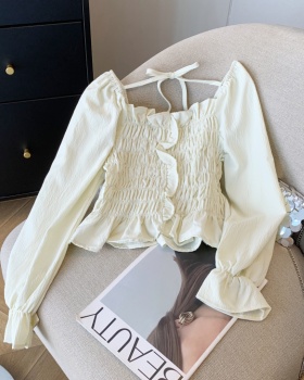 Temperament spring tops lotus leaf edges shirt