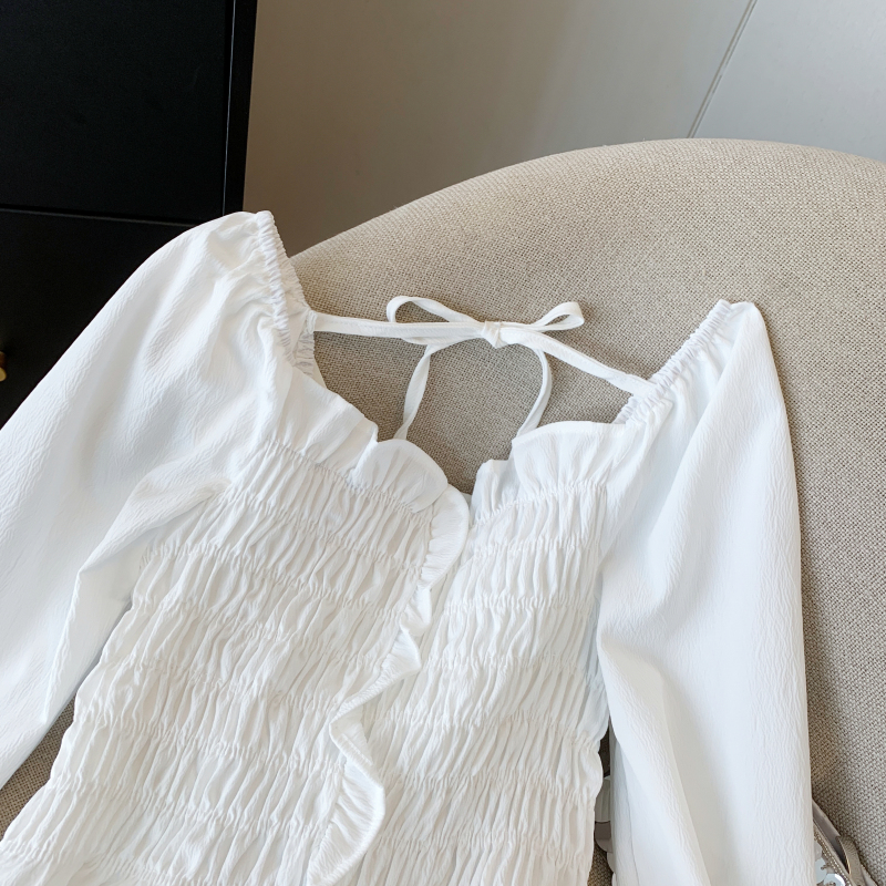 Temperament spring tops lotus leaf edges shirt