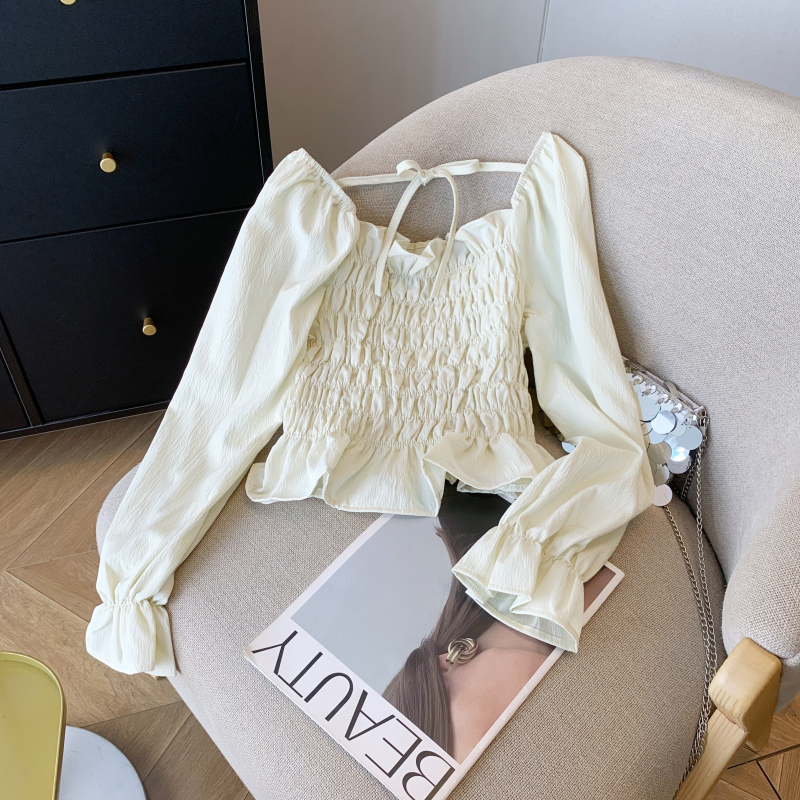 Temperament spring tops lotus leaf edges shirt