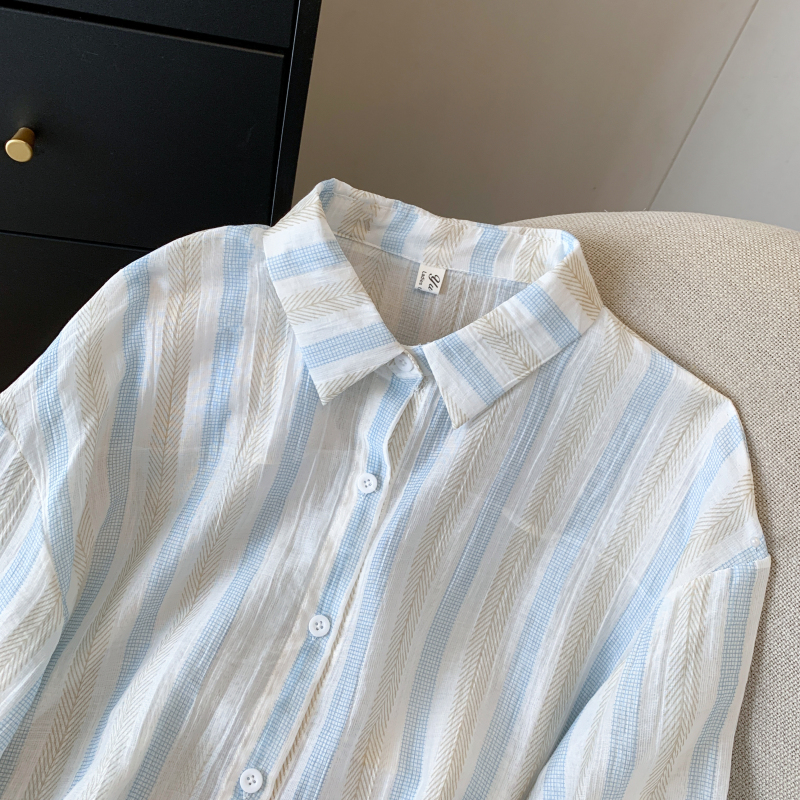 Stripe spring lazy shirt sunscreen colors tops for women
