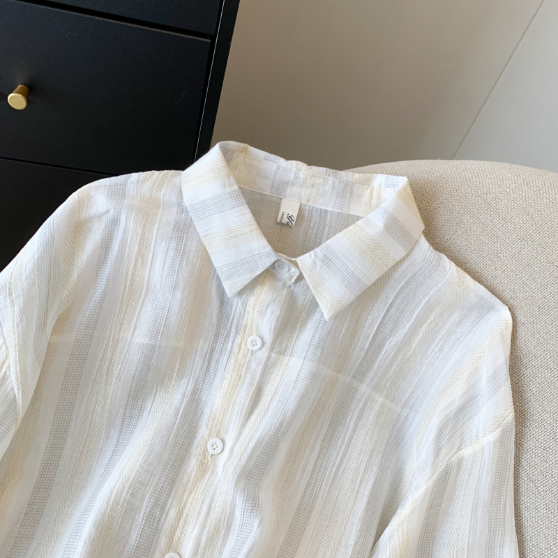 Stripe spring lazy shirt sunscreen colors tops for women
