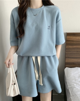 Simple sports loose summer all-match shorts 2pcs set