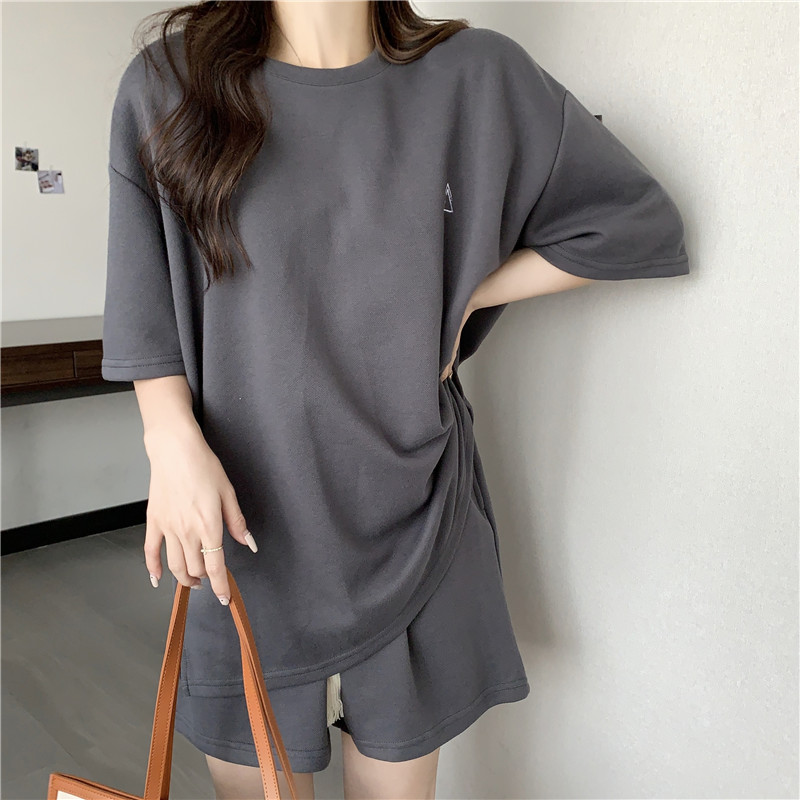 Simple sports loose summer all-match shorts 2pcs set