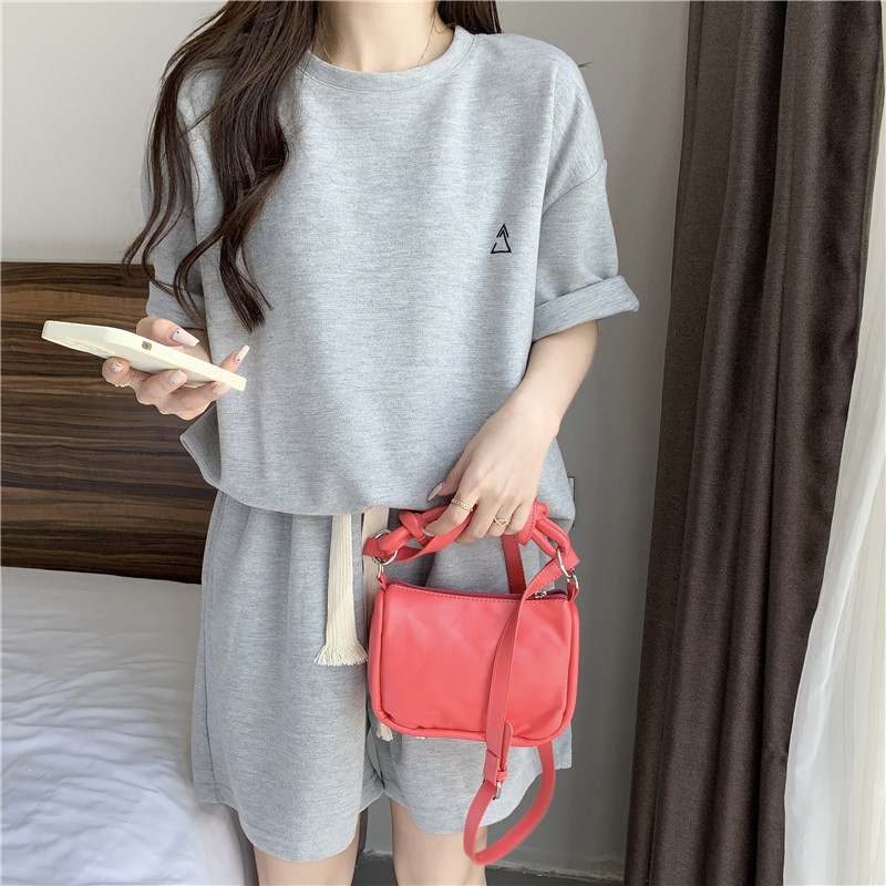 Simple sports loose summer all-match shorts 2pcs set