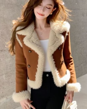 Thick Western style tops lambs wool winter coat for women