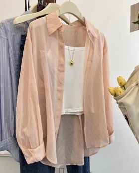 Sunscreen embroidery long sleeve coat loose bow summer tops