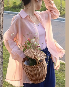 Summer France style tops loose sunscreen shirt for women