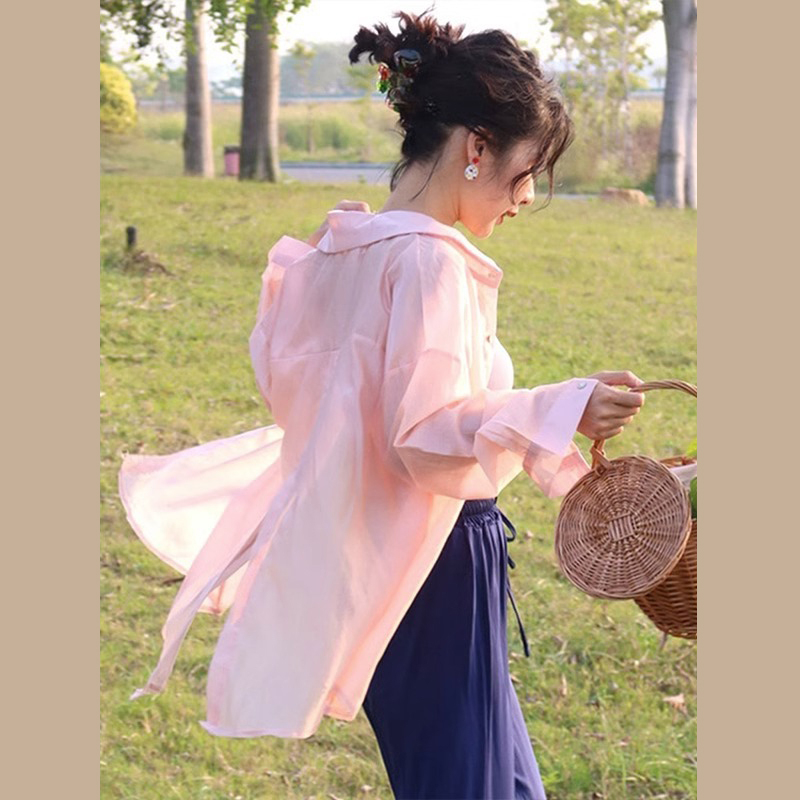 Summer France style tops loose sunscreen shirt for women