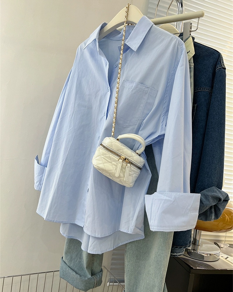 Blue sunscreen shirt summer loose tops for women