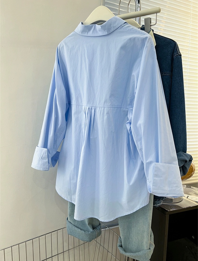 Blue sunscreen shirt summer loose tops for women