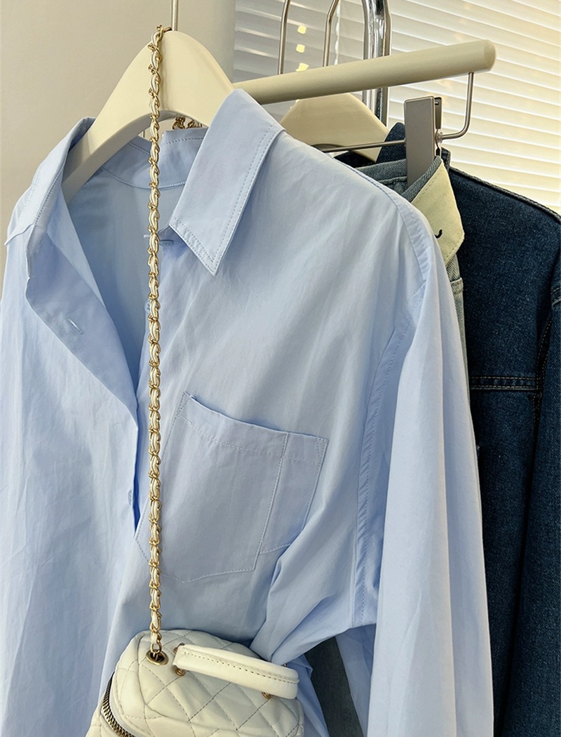 Blue sunscreen shirt summer loose tops for women