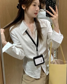 Pinched waist retro shirt all-match tops