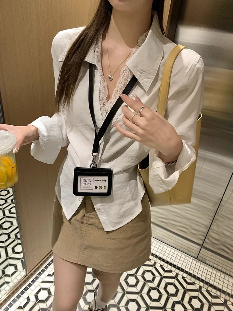 Pinched waist retro shirt all-match tops