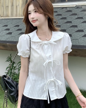 Frenum unique shirt doll collar short small shirt for women