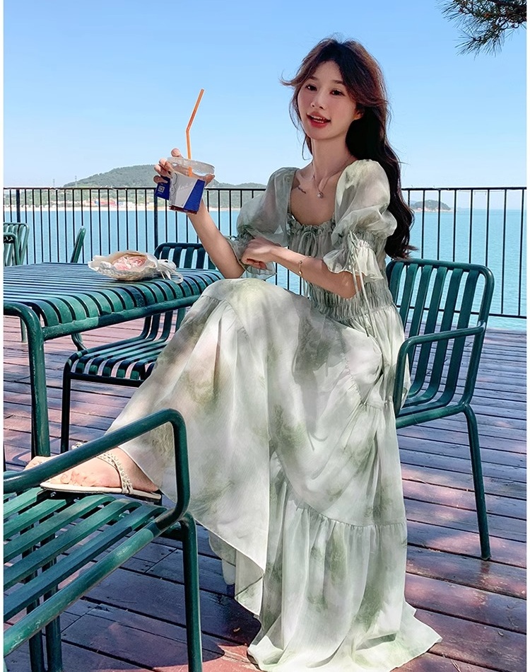 Beautiful spring and autumn dress summer long dress