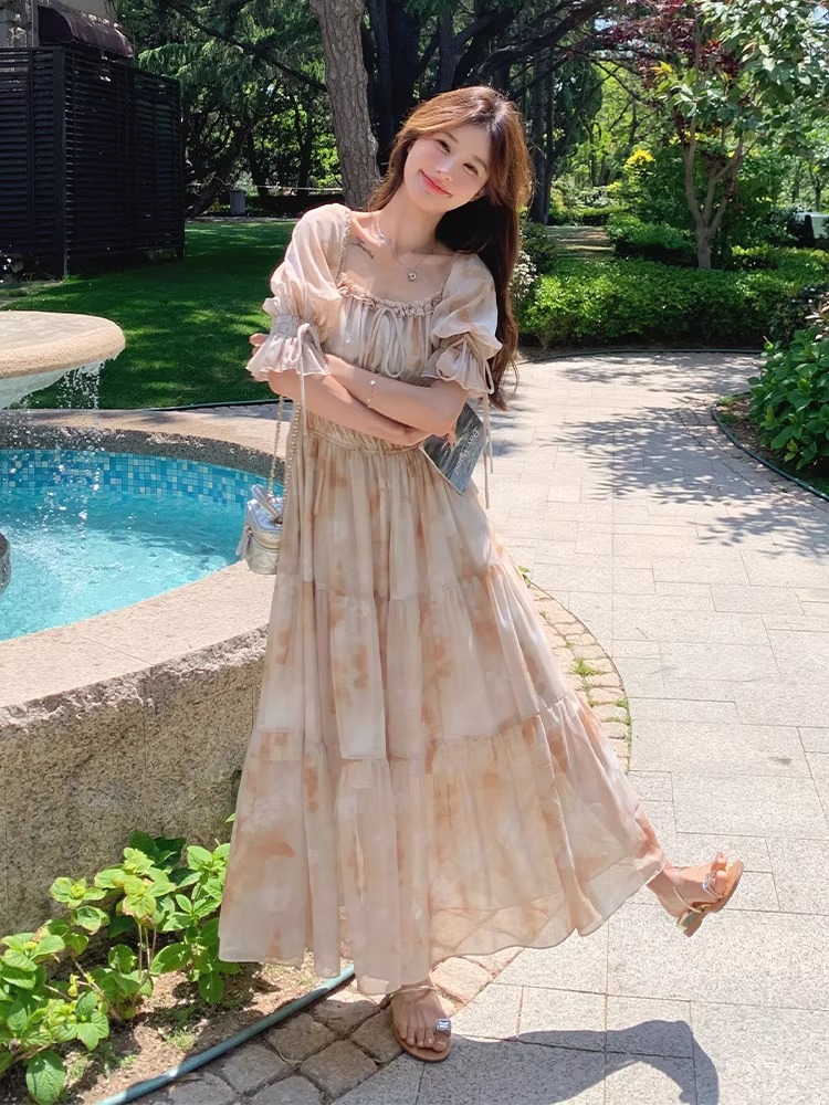 Beautiful spring and autumn dress summer long dress