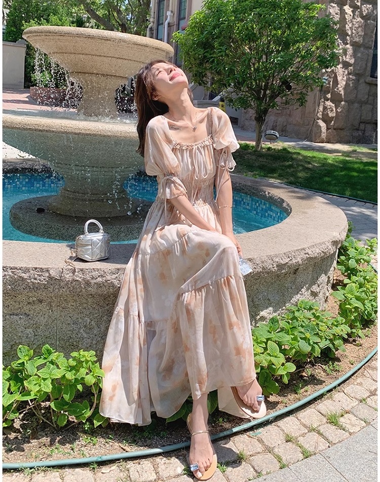 Beautiful spring and autumn dress summer long dress