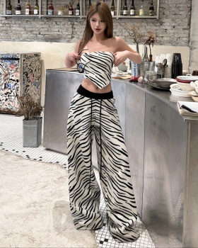 Wrapped chest tops long pants 2pcs set for women