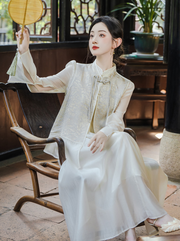 Temperament waistcoat dress 2pcs set for women