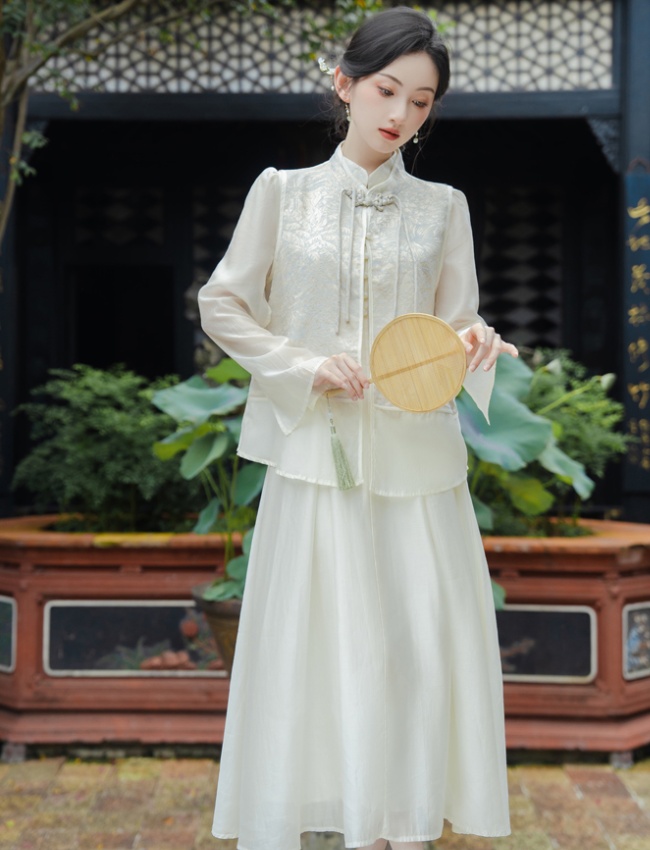 Temperament waistcoat dress 2pcs set for women