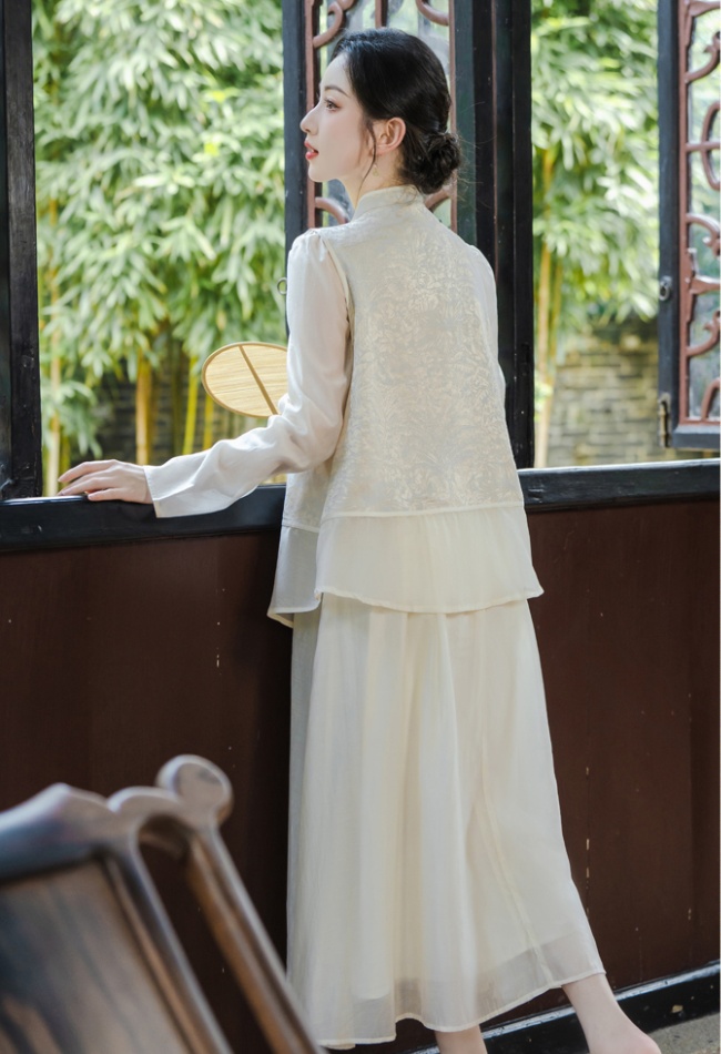 Temperament waistcoat dress 2pcs set for women