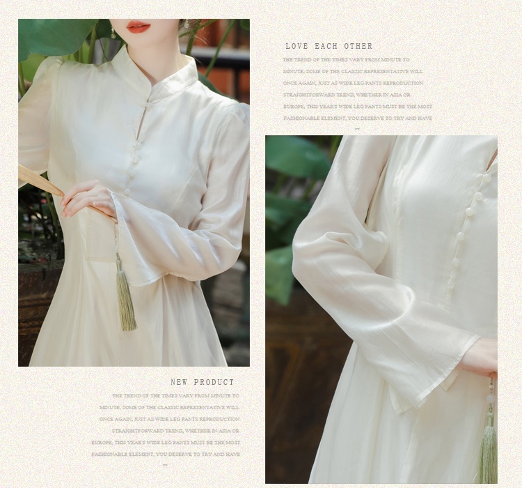 Chinese style temperament pinched waist dress