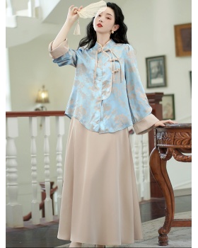 Temperament autumn tops fashion skirt 2pcs set for women