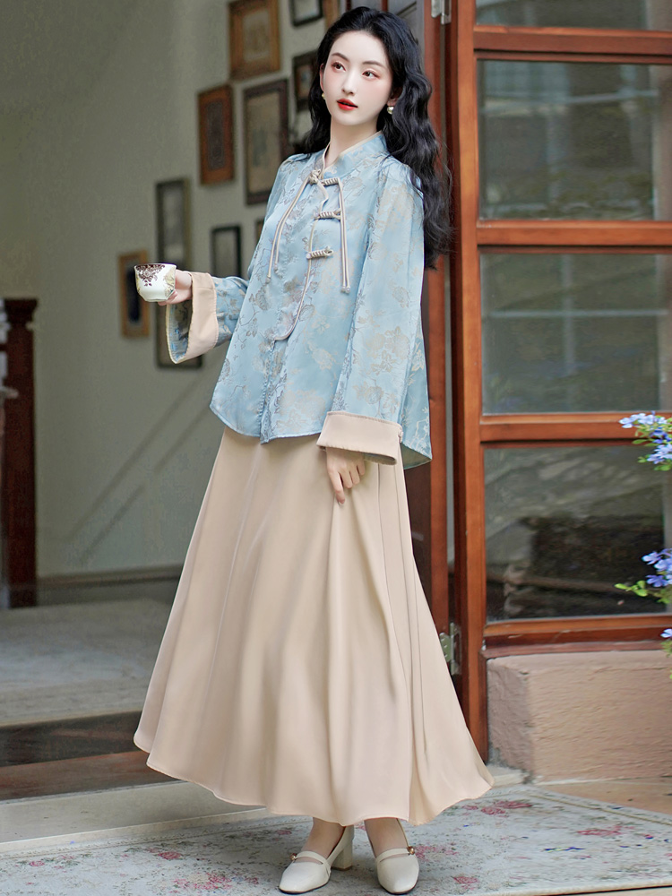 Temperament autumn tops fashion skirt 2pcs set for women