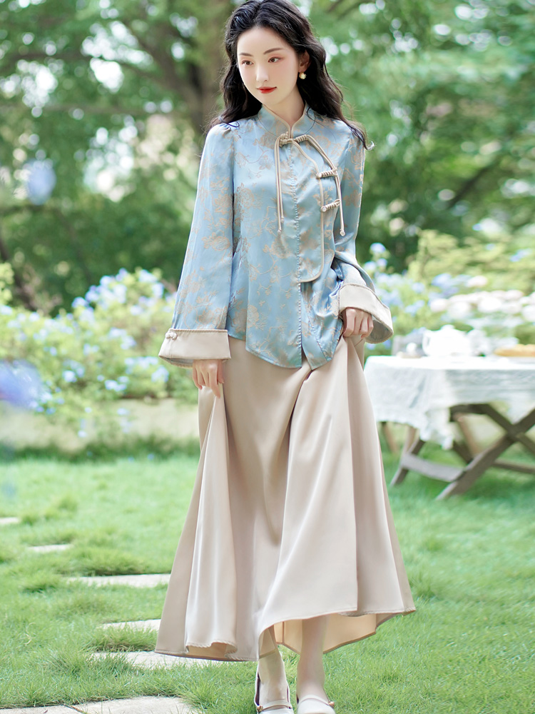 Temperament autumn tops fashion skirt 2pcs set for women