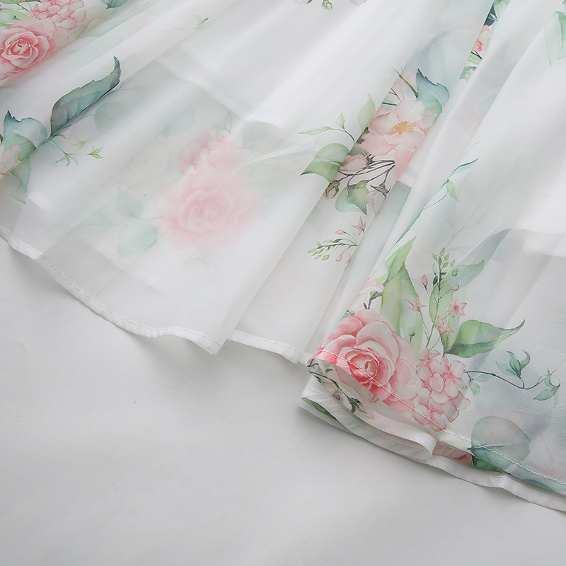 Trumpet sleeves flowers lotus leaf edges dress