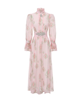 Pinched waist spring and summer diamond dress