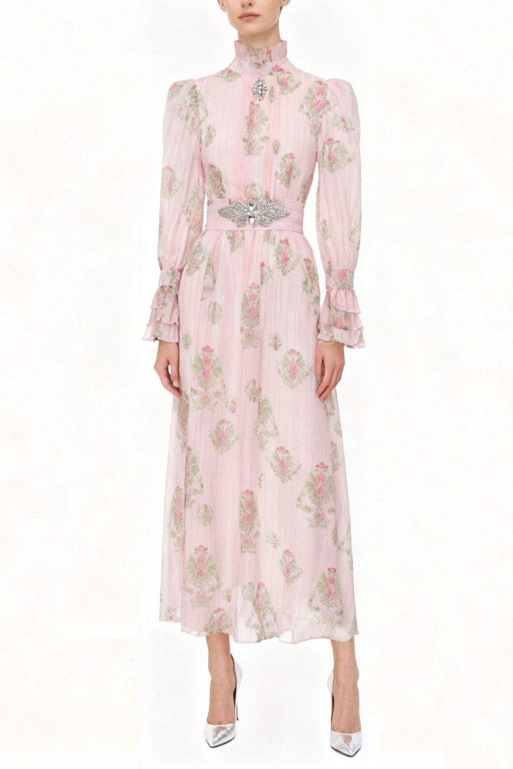 Pinched waist spring and summer diamond dress