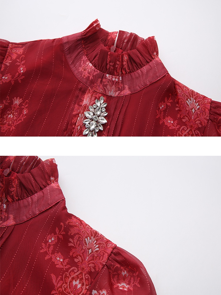 Trumpet sleeves printing spring and summer dress