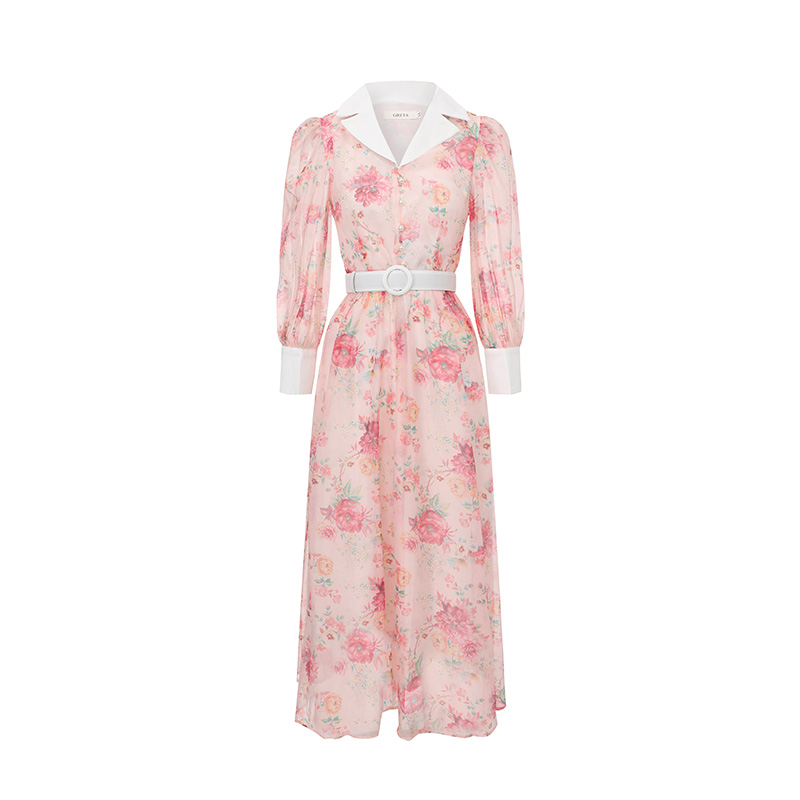 Mixed colors flowers formal dress retro dress