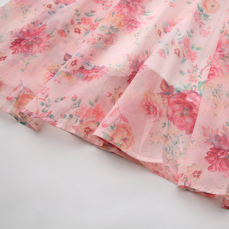 Mixed colors flowers formal dress retro dress